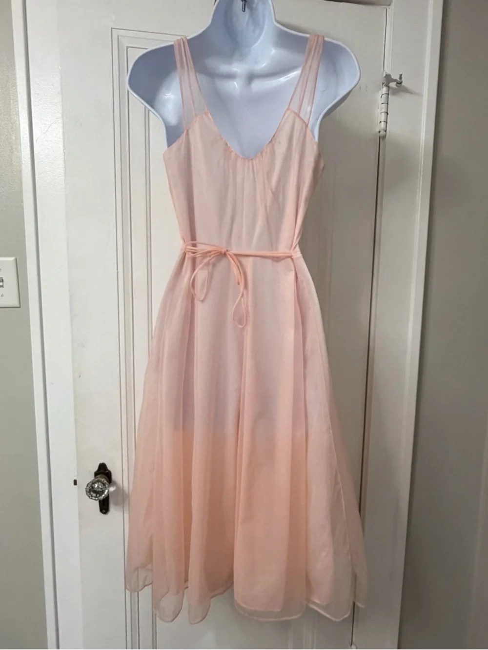 Artemis Peach Chiffon Floral Detail Women’s Dress - Picture 4 of 6